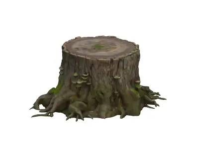Realistic Tree Stump with Roots 3D model
