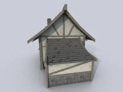 Medieval house Low-poly 3D model 24