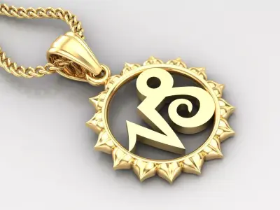 Sun Capricom Light Gold Pendant Version 7 3D print model