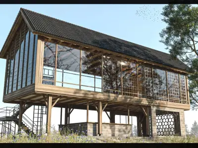 Wood Cabin Low-poly 3D model purchase