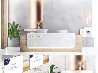 Reception minimal design- counter lobby Low-poly 3D model