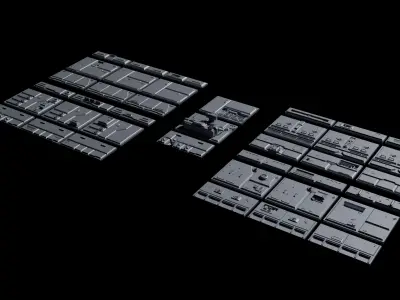 Sci-Fi Wall Panels and Industrial parts Kitbash - 59 Parts  3D Model Pack