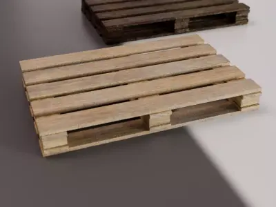 Wooden Pallet set Low-poly 3D model