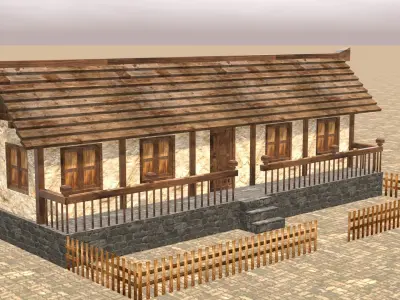 Low Poly Medieval House Pack with Realistic Textures for Games Low-poly 3D model