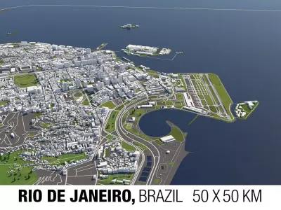 Rio de Janeiro Brazil 50x50km 3D model