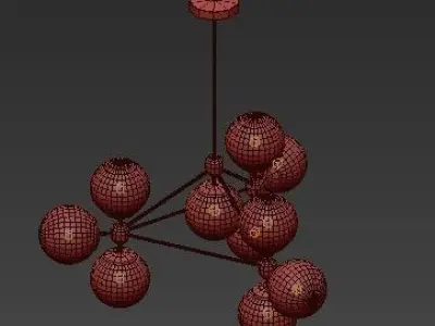 Untitled chandelier with six glass balls hanging from metal f... 3D model