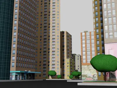 City Downtown Skyscraper 3D model