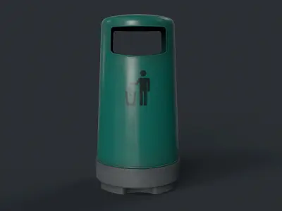Street Trash Can 4 PBR Game Ready  Low-poly 3D model