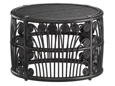 Black Bamboo Round table with rattan tabletop 3D model