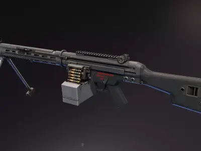 HK23E Light Machine Gun Low-poly 3D model