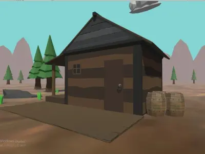 Woods cabin in Low-poly 3D model