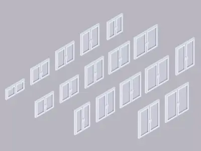Set of low-poly bivalve windows Low-poly 3D model