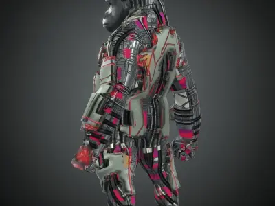 Rigged Fantasy Robot Apes World Character Low-poly 3D model