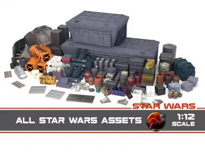 All Star Wars Assets 1-12 scale Blackseries 3D Model Pack