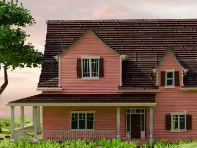 American Style Cottage Exterior 01 Low-poly 3D model
