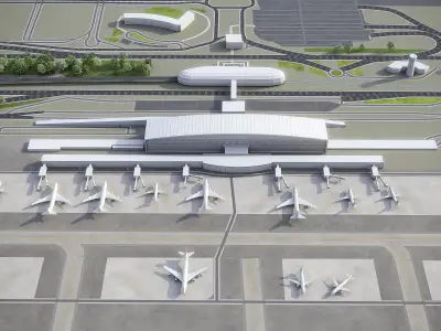 Tehran - Imam Khomeini Airport  - IKA Low-poly 3D model