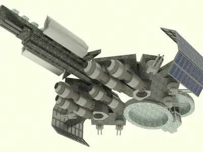 Mig Spaceship Station  Low-poly 3D model
