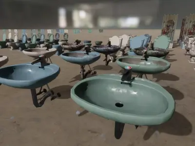 Dirty bathroom collection Low-poly 3D model