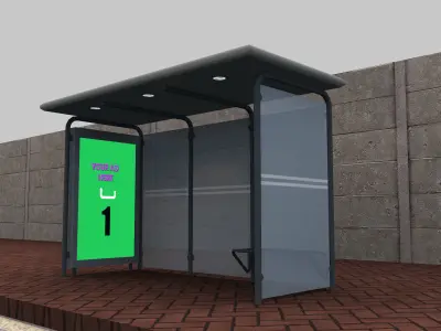 Bus Stop Modern4 Low-poly 3D model