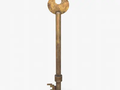 Medieval Copper Key V2 Low-poly 3D model