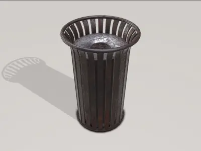Old Metal Trashcan Low-poly 3D model