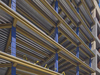 Steel Frame Building Low-poly 3D model