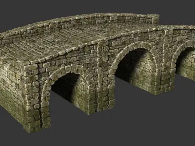 Medieval stone bridge Low-poly 3D model purchase
