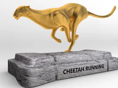 Leopard Running Sculpture  V1- 3D printable sculpture 3D print model