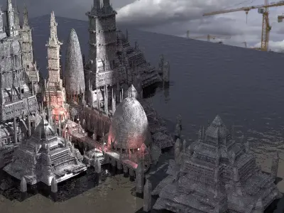 Sci fi future Egyptian Temples 3D model