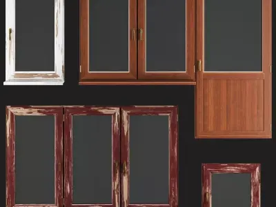 Wooden Windows Low-poly 3D model
