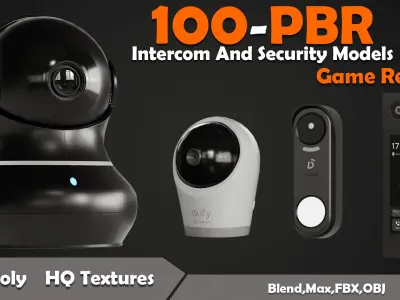 100-PBR Intercom And Security Models Low-poly 3D model