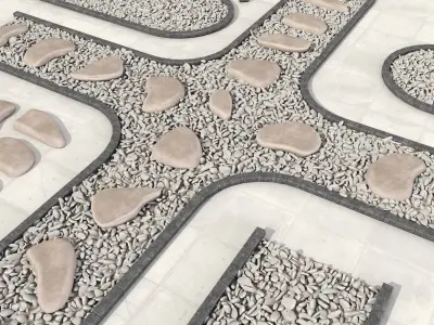 Stone plate pabble road n1 3D model