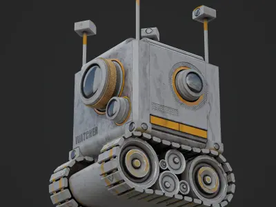 Camera Robot rigged and animated game ready Low-poly 3D model