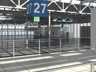 Warehouse 5 industrial building with roof 3D model
