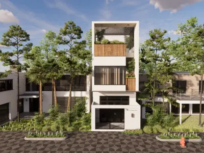 Modern Home Exterior Low-poly 3D model