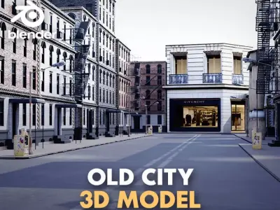 Old city Low-poly 3D model purchase