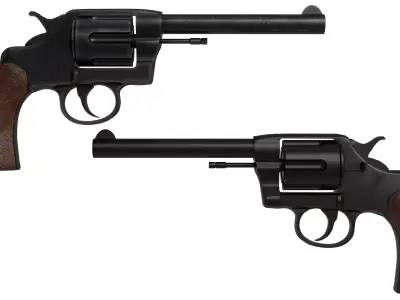 Revolver Pistols Collection Low-poly 3D model