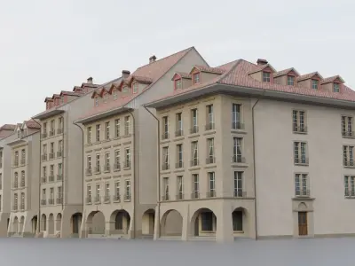 Bern Old Town Houses - Historical Switzerland Buildings Low-poly 3D model