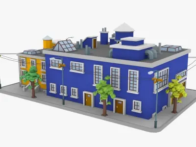 LowPoly City Block02  Low-poly 3D model