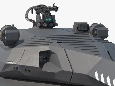  Futuristic Low-Profile Battle Tank Dark Gray 