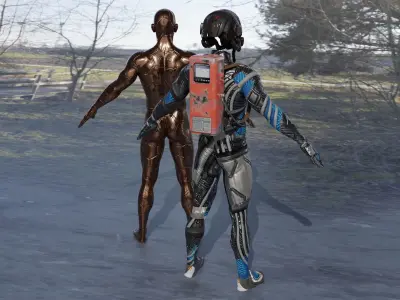 3D model of sci fi gas man with pack 3D model