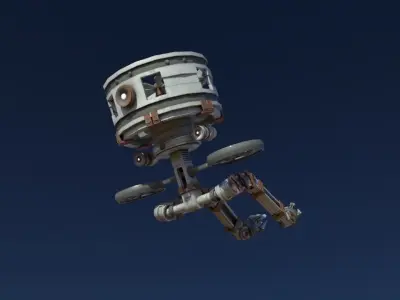 Cylindrical Robot -Low Poly Rig- Low-poly 3D model