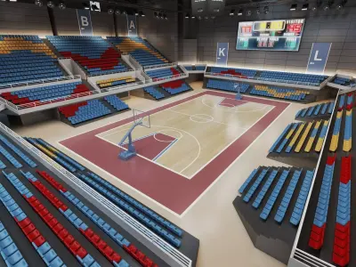 Indoor Basketball Arena 3D Model Low-poly 3D model