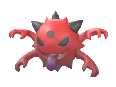 Cartoon Four Hands Ghost Character v1 003 Low-poly 3D model