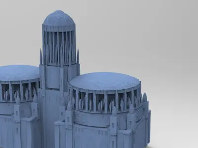 Sci fi City 2 domes  3D model