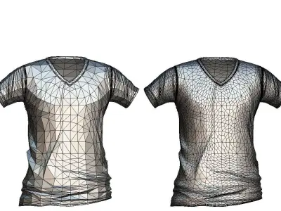 Cartoon High Poly Subdivision White T-shirt Low-poly 3D model