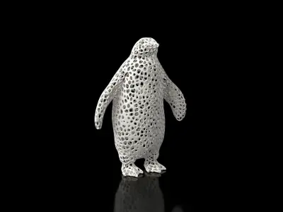 Penguin Voronoi Low-poly 3D model