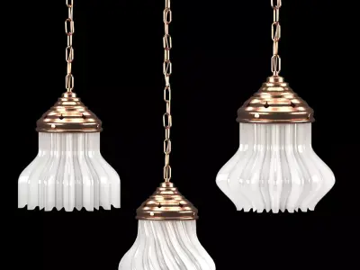 Pendant lighting copper and glass 3D model