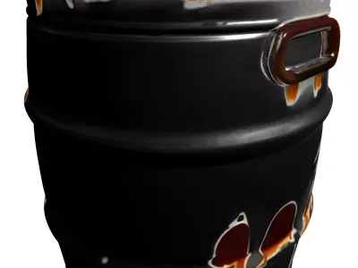 Aged Metal Beer Keg PBR Low-poly 3D model