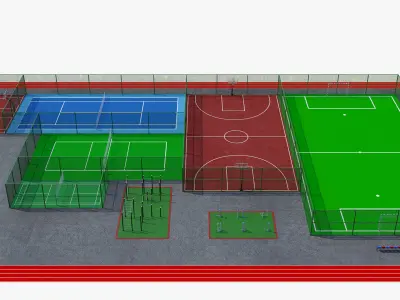 Mini stadiums and street fitness Badminton tennis 3D model